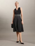 Knitted V Neck Knee Length Fit & Flare Dress