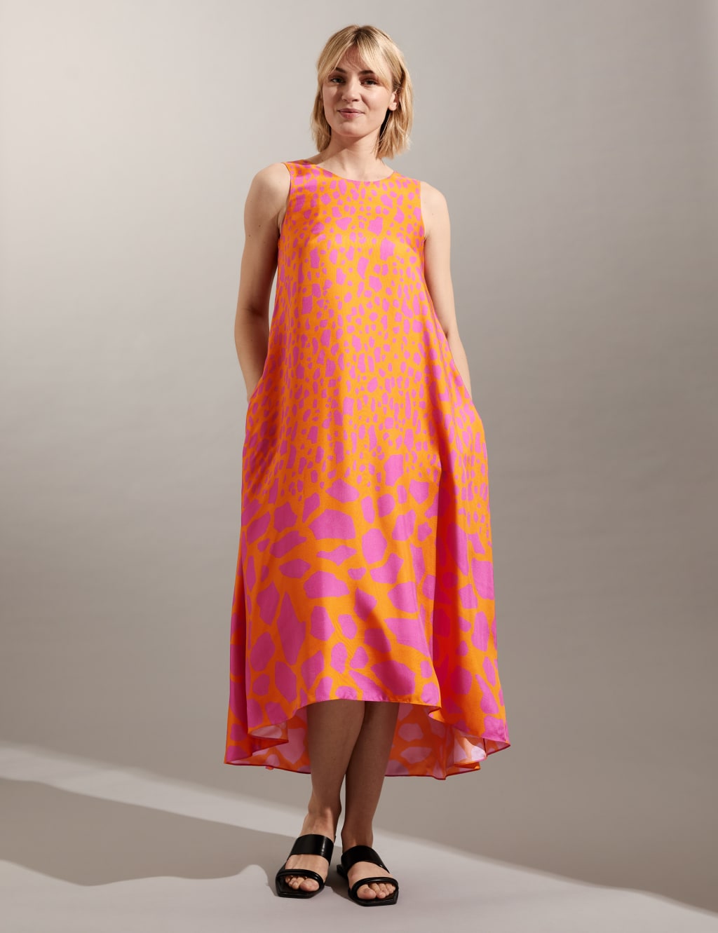Pure Silk Animal Print Midi Smock Dress image 2