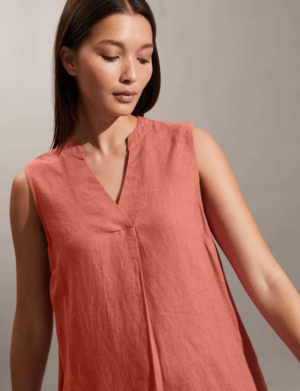 Pure Linen V-Neck Mini Shift Dress image 3