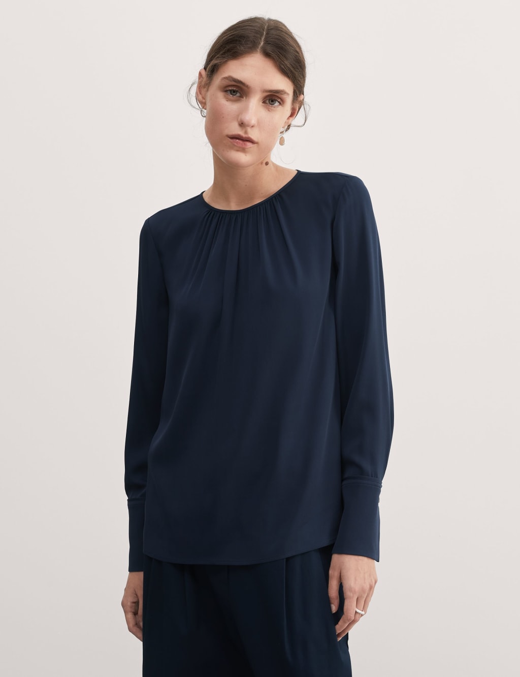 Silk Stretch Gathered Neck Top