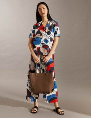 

JAEGER Camisa floral 100% lino con cuelloWomens - Multi, Multi