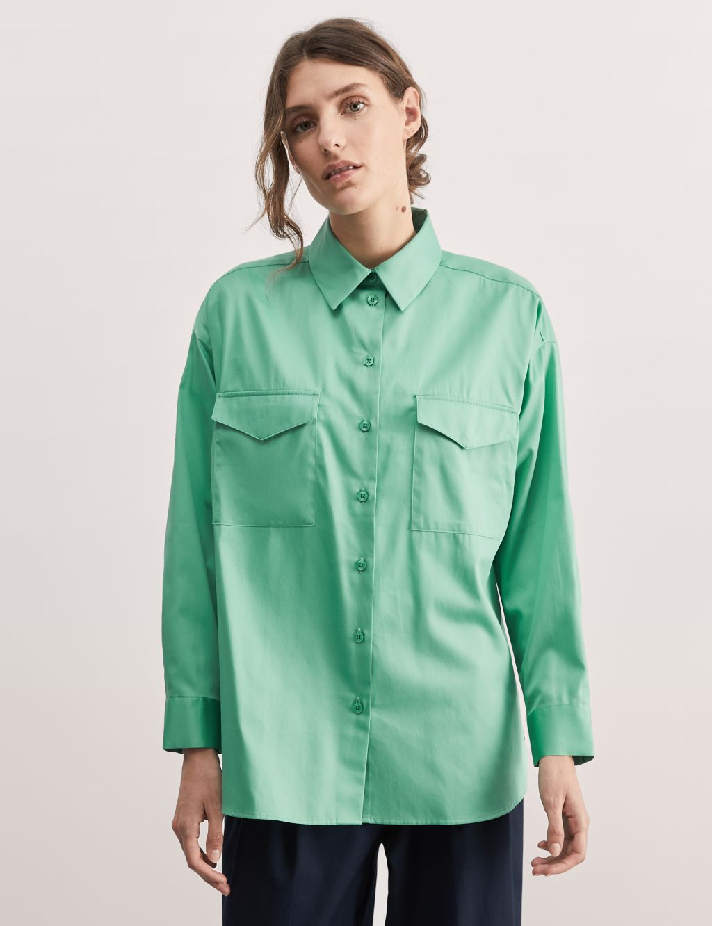 Pure Cotton Collared Relaxed Utility Shirt image 4