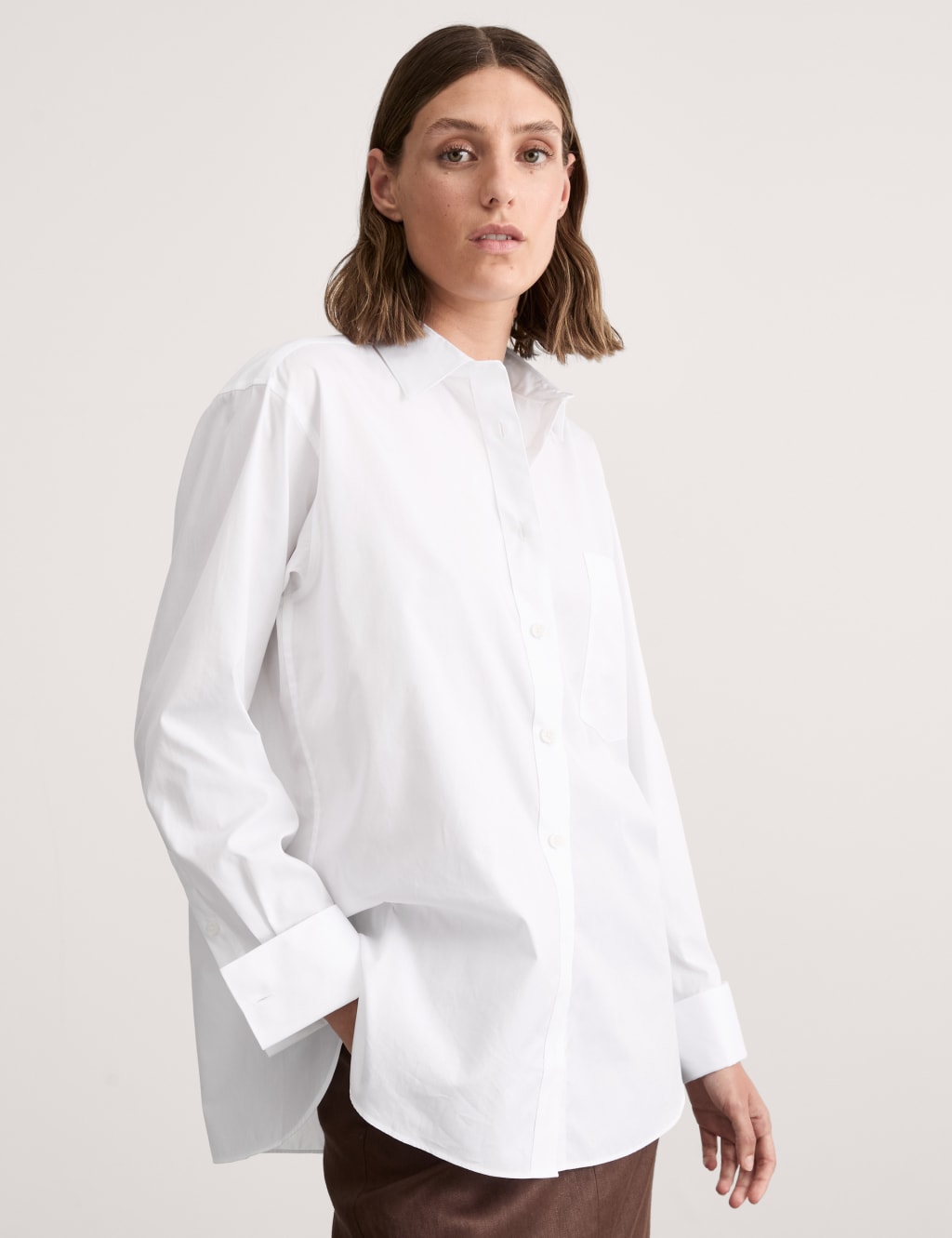 Camicia Jaeger Donna In Puro Cotone Bianco, Taglia 14, Maniche Lunghe Con Polsini, Colletto Classico - Foto 5