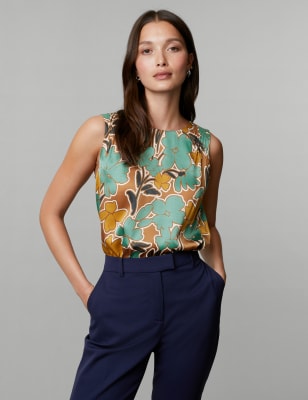 

JAEGER Womens Floral Shell Top - Teal Mix, Teal Mix