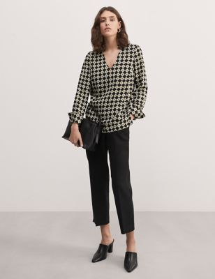 Pure Lyocell Geometric Collared Top