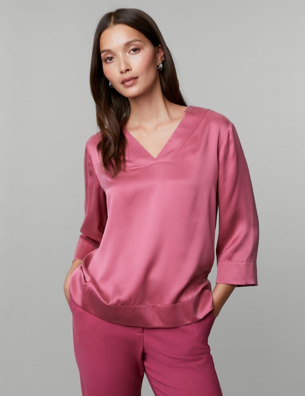 Pure Silk V-Neck Top image 3