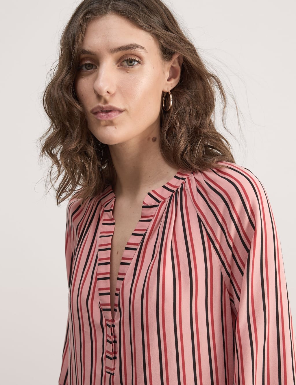 Pure Lyocell™ Striped V-Neck Blouse image 1