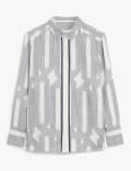 Pure Silk Printed Relaxed Long Sleeve Shirt