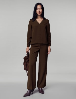

JAEGER Top de escote en pico de crepéWomens - Chocolate, Chocolate