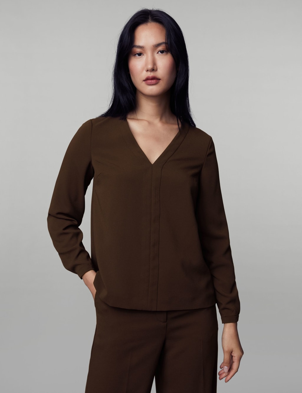 Crepe V-Neck Top image 4