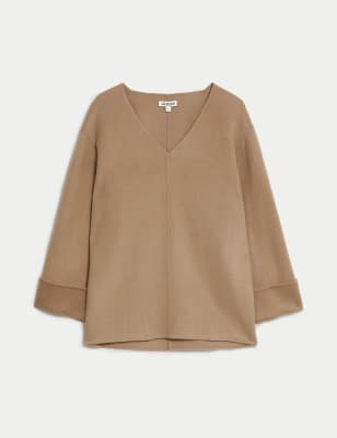 Wool Rich Double Faced V-Neck Tunic