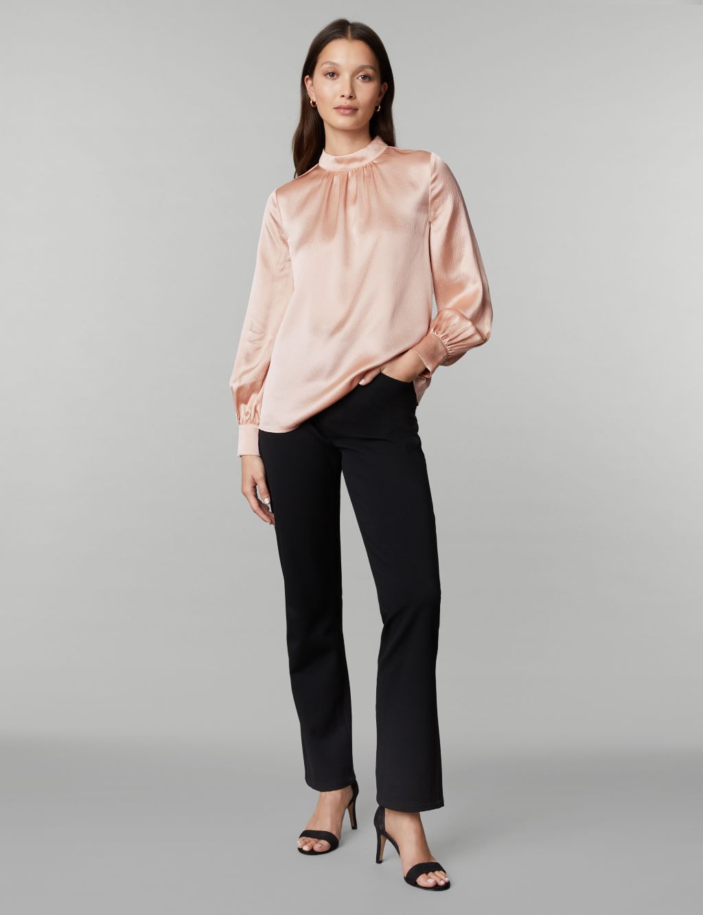 Pure Silk Textured Funnel Neck Blouse image 3