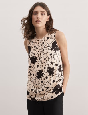 Silk Rich Printed Crew Neck Blouse