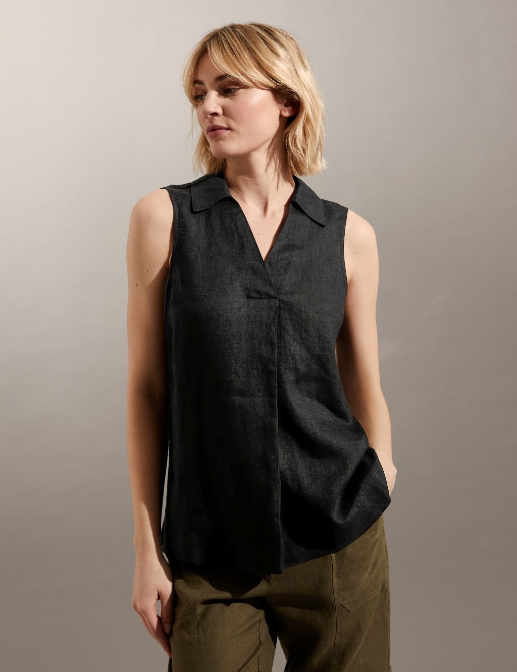 Pure Linen Relaxed Shell Top image 1