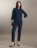 Round Neck Button Detail Top