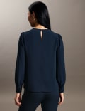 Round Neck Button Detail Top