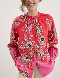 Pure Linen Paisley Crew Neck Relaxed Top