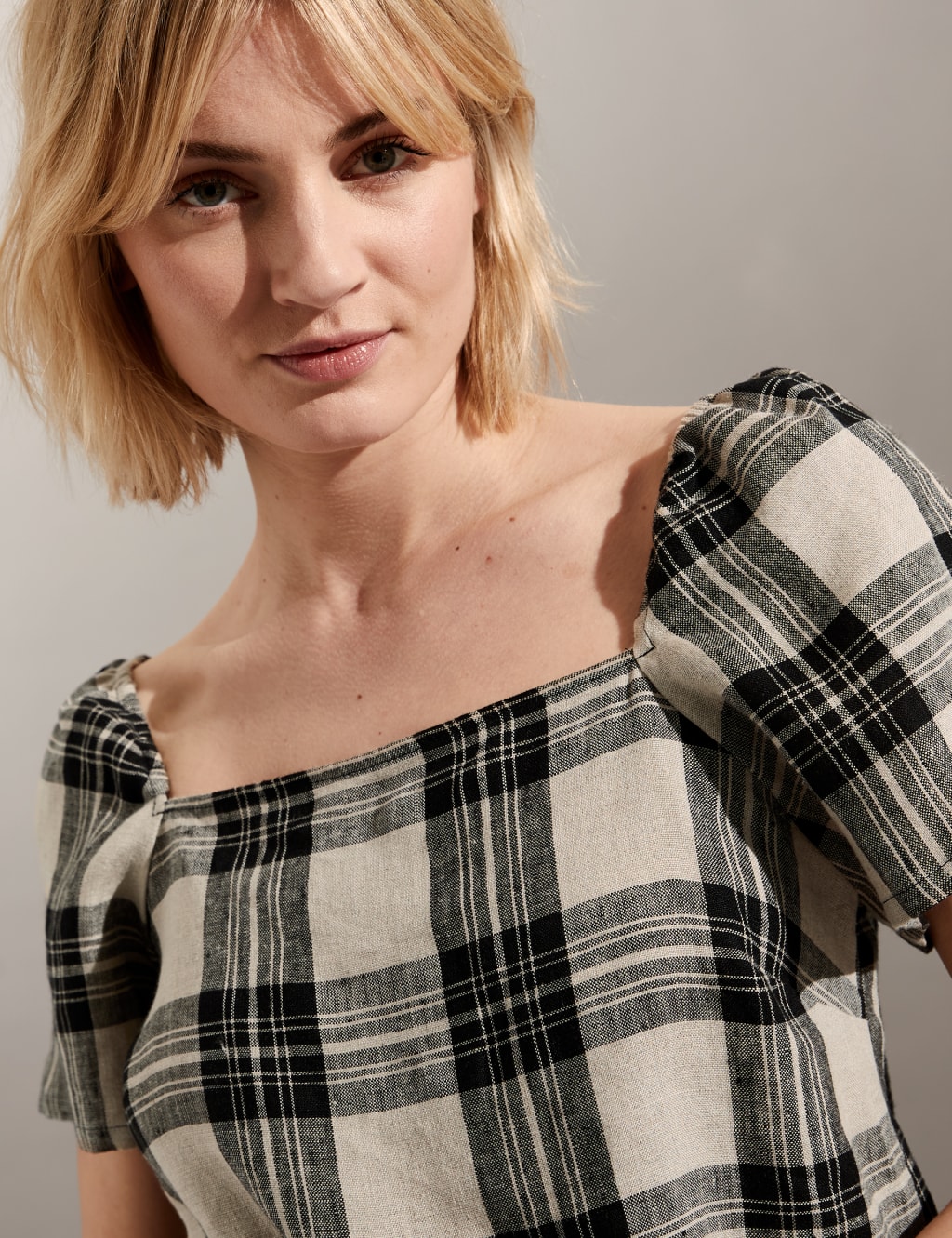 Pure Linen Checked Top image 1