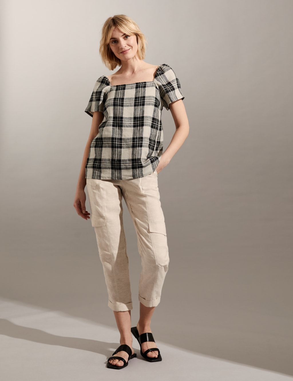 Pure Linen Checked Top image 2