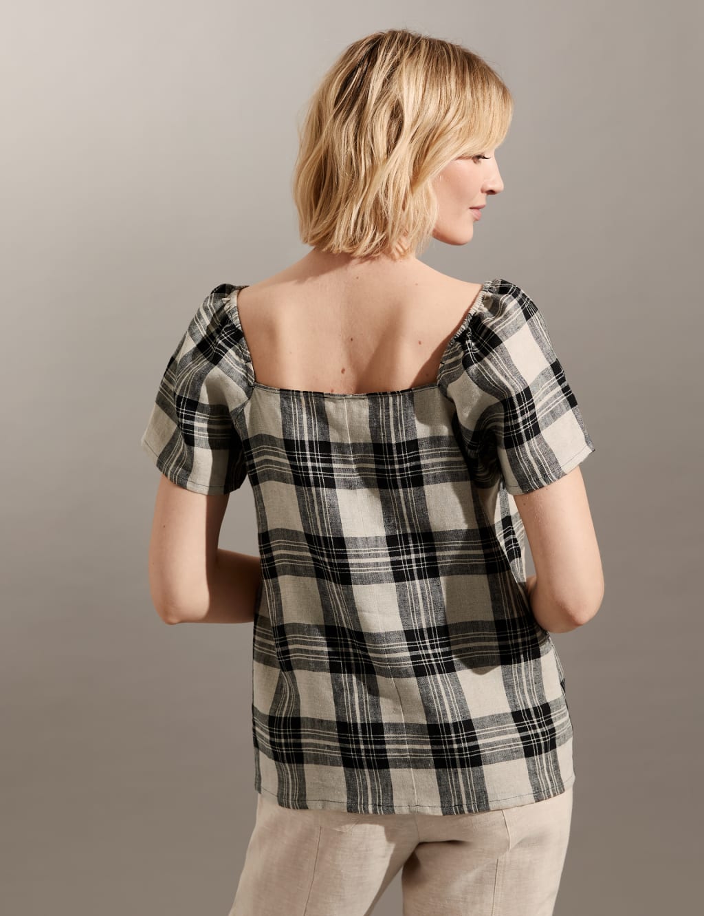 Pure Linen Checked Top image 4