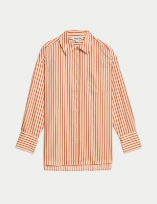 Pure Cotton Striped Oversized Shirt