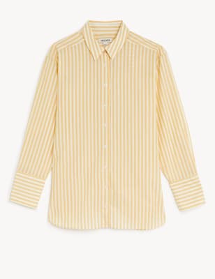 

JAEGER Womens Pure Cotton Striped Collared Shirt - Yellow Mix, Yellow Mix