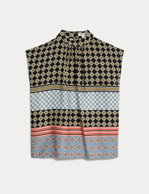 

JAEGER Womens Pure Lyocell™ Printed High Neck Blouse - Multi, Multi