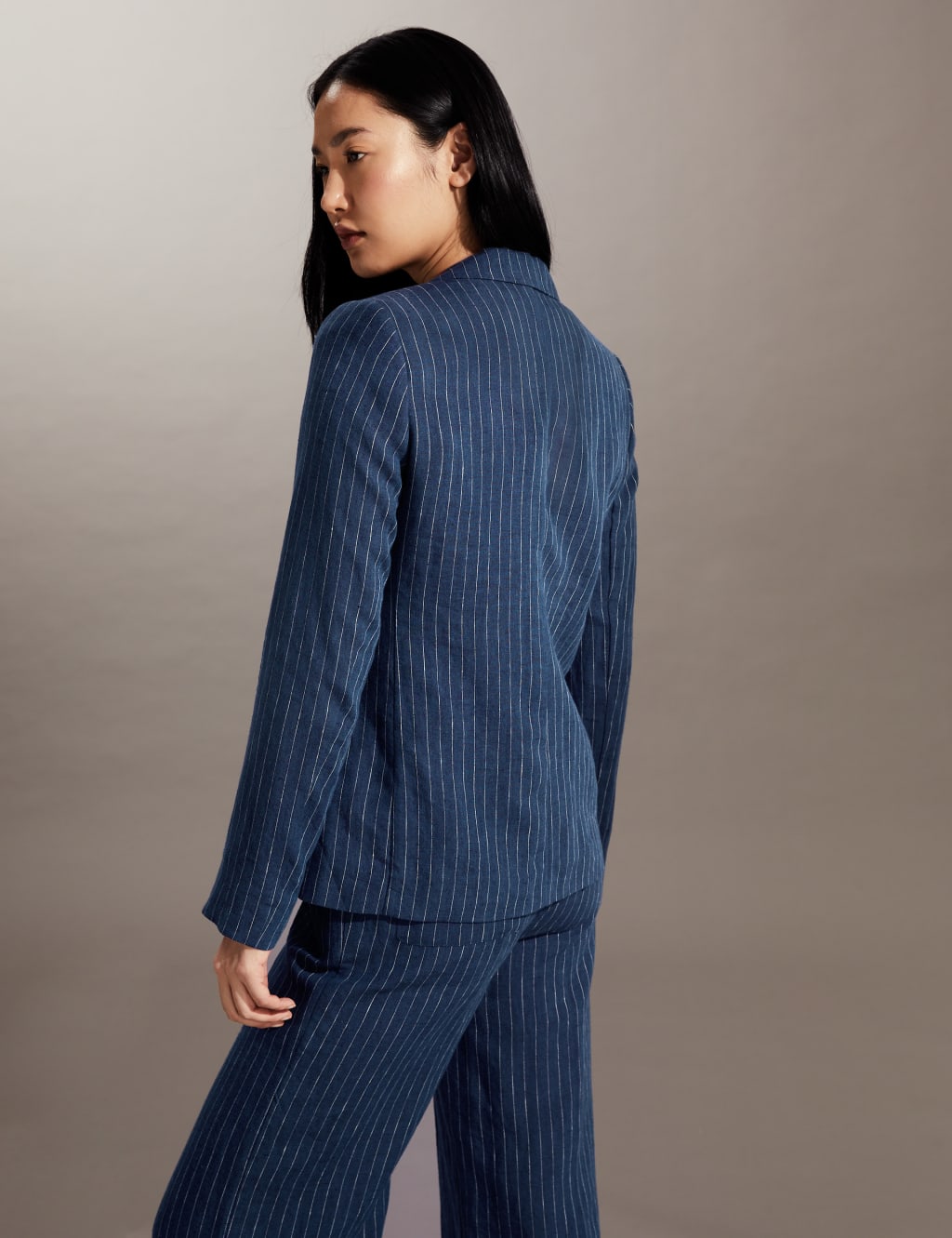 Pure Linen Pinstripe Single Breasted Blazer image 5