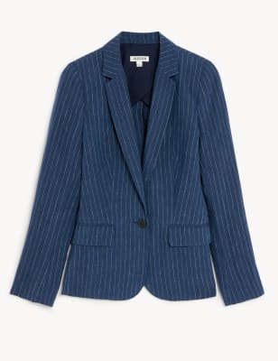 Pure Linen Pinstripe Single Breasted Blazer