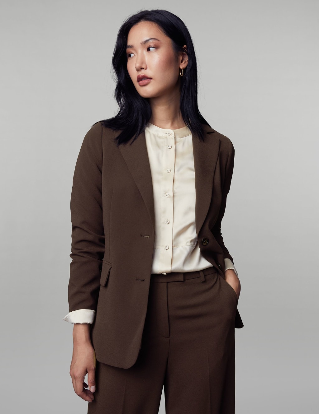 Crepe Tailored Single Breasted Blazer image 1