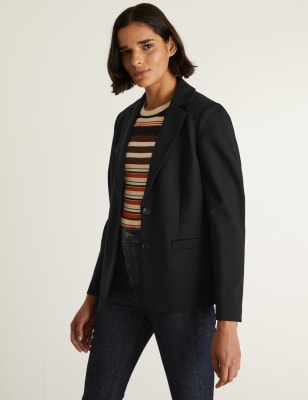 

JAEGER Womens Einreihiger Jersey-Blazer - Black, Black