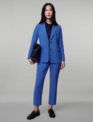 

JAEGER Womens Crepe Tailored Single Breasted Blazer - Bright Blue, Bright Blue