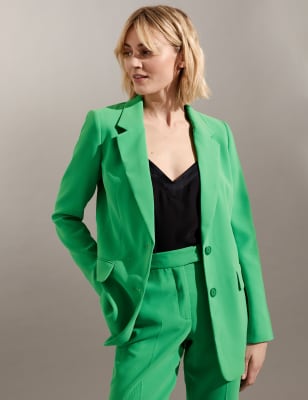 

JAEGER Womens Crepe Tailored Single Breasted Blazer - Green, Green