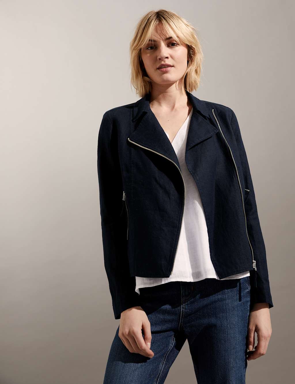 Pure Linen Biker Jacket image 1