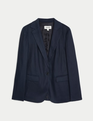 

JAEGER Womens Linen Blend Single Breasted Blazer - Navy, Navy