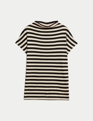 

JAEGER Womens Jersey Striped Top - Black Stripe, Black Stripe
