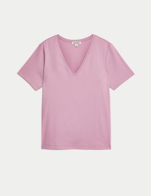 Pure Mercerised Cotton V-Neck T-Shirt