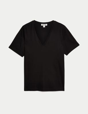Pure Mercerised Cotton V-Neck T-Shirt