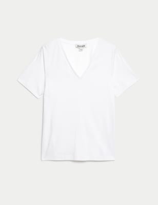 

JAEGER Camiseta 100% algodón con escote de picoWomens - White, White