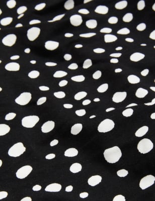 

JAEGER Womens Langarmoberteil aus Jersey mit Wasserfallausschnitt und Punktmuster - White/Black, White/Black