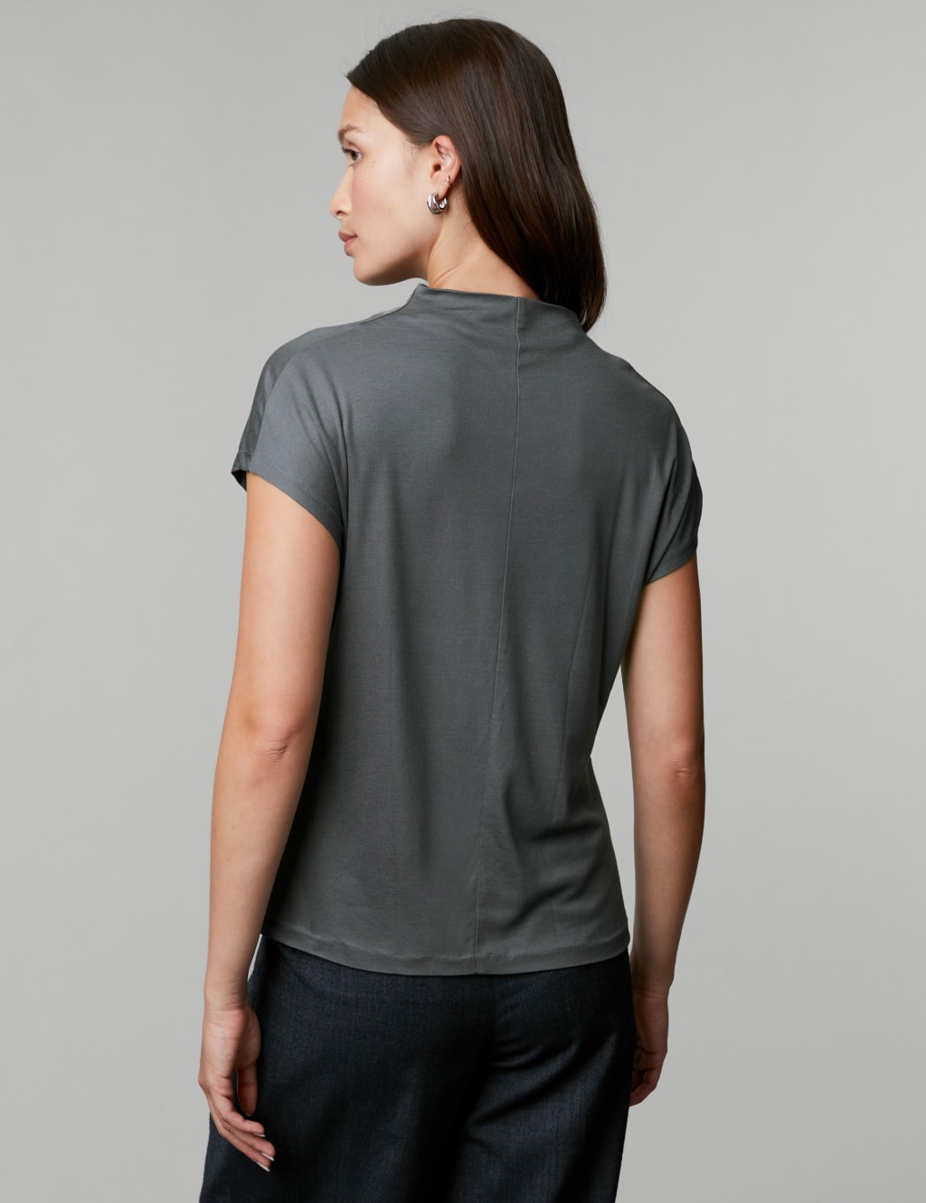 Jersey Draped Funnel Neck Top image 5