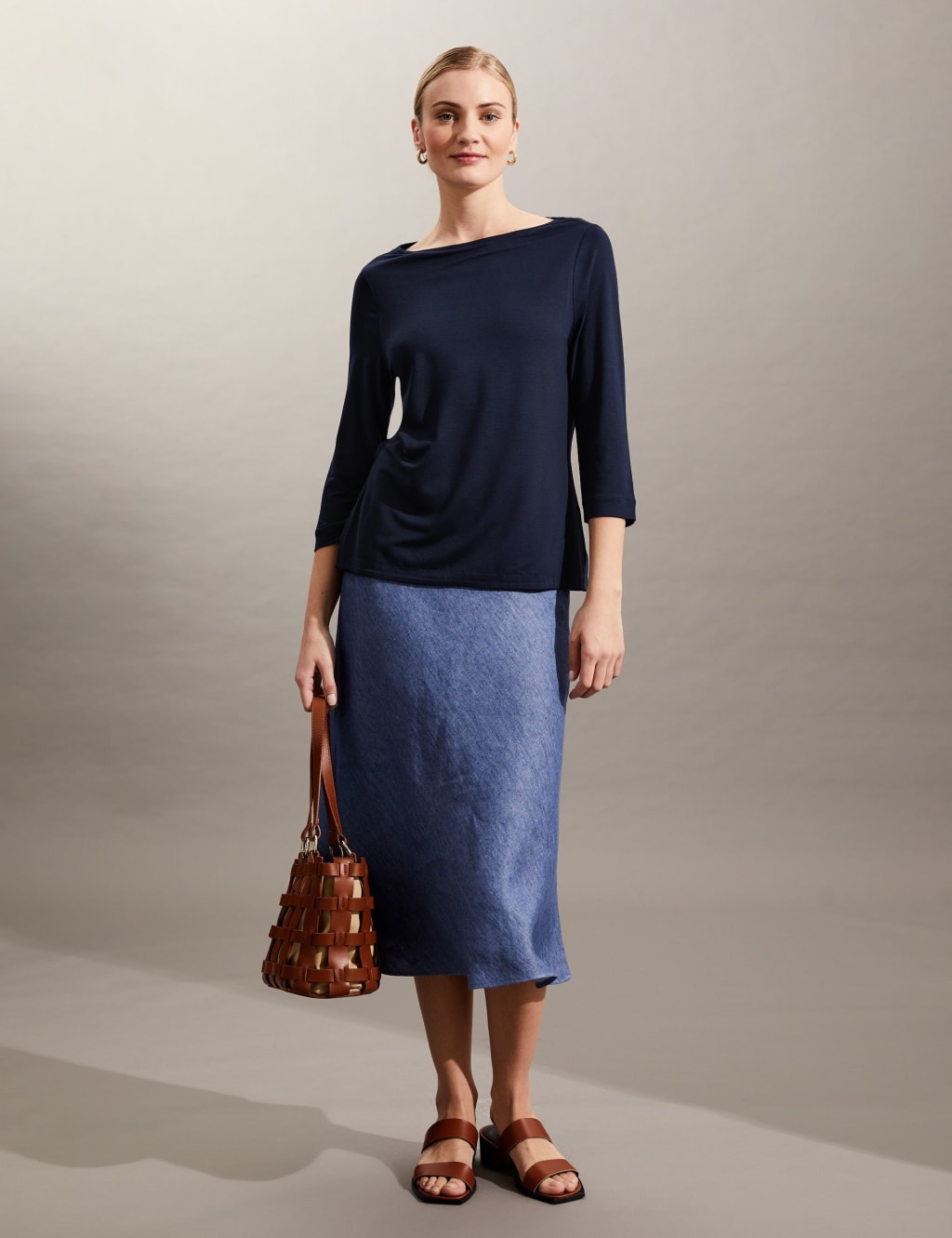 Slash Neck 3/4 Sleeve Top image 4