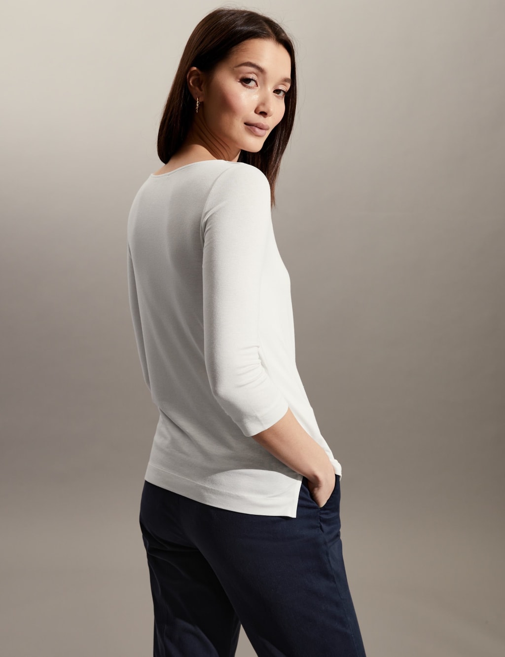Slash Neck 3/4 Sleeve Top image 6