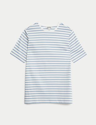 Pure Mercerised Cotton Striped T-Shirt