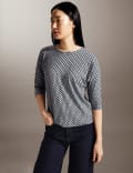 Jersey Geometric Slash Neck Top