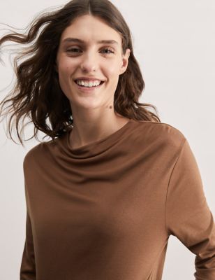 Jersey Draped Funnel Neck Top