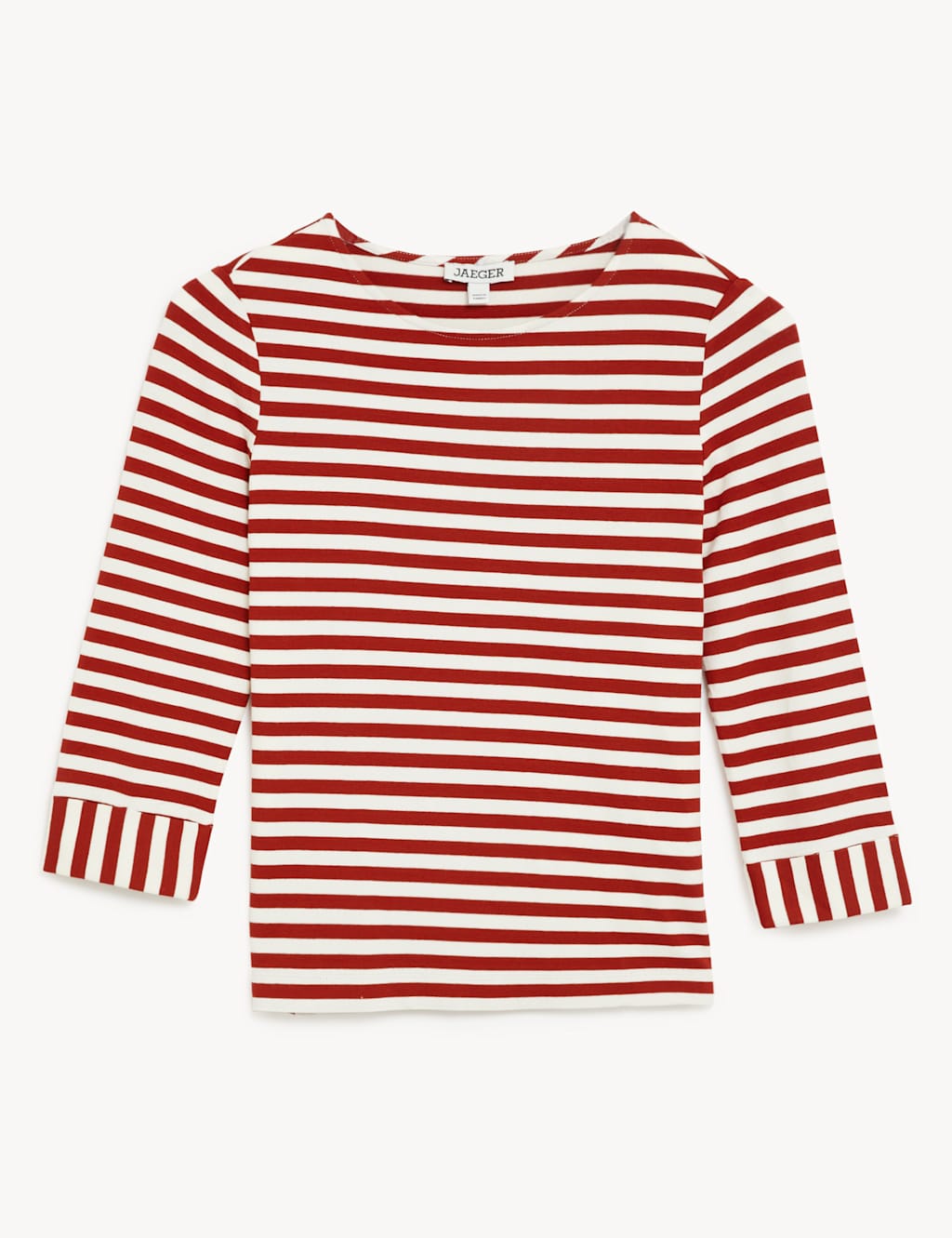 Striped Crew Neck 3/4 Sleeve Top image 1