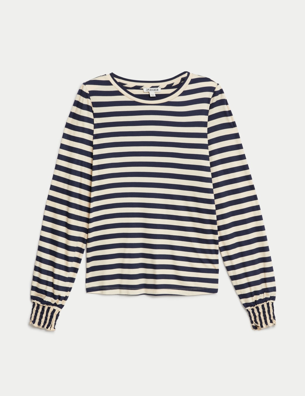 Jersey Striped Shirred Blouson Sleeve Top image 2