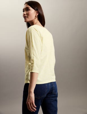 

JAEGER Top 100% algodón de rayas de manga de ala de murciélagoWomens - Ivory Mix, Ivory Mix