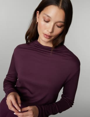 

JAEGER Womens Jersey Draped Top - Purple, Purple